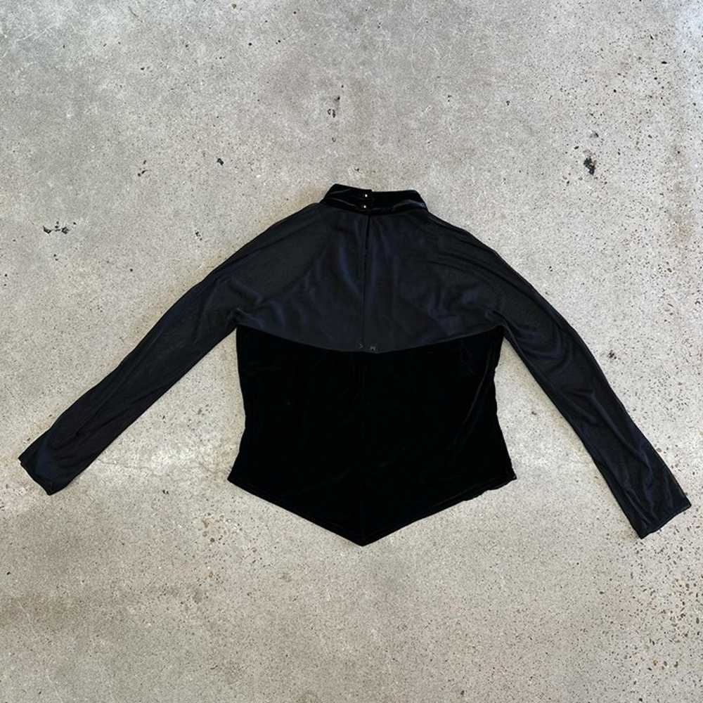 Vintage Black Velvet Long Sleeve Top - image 7