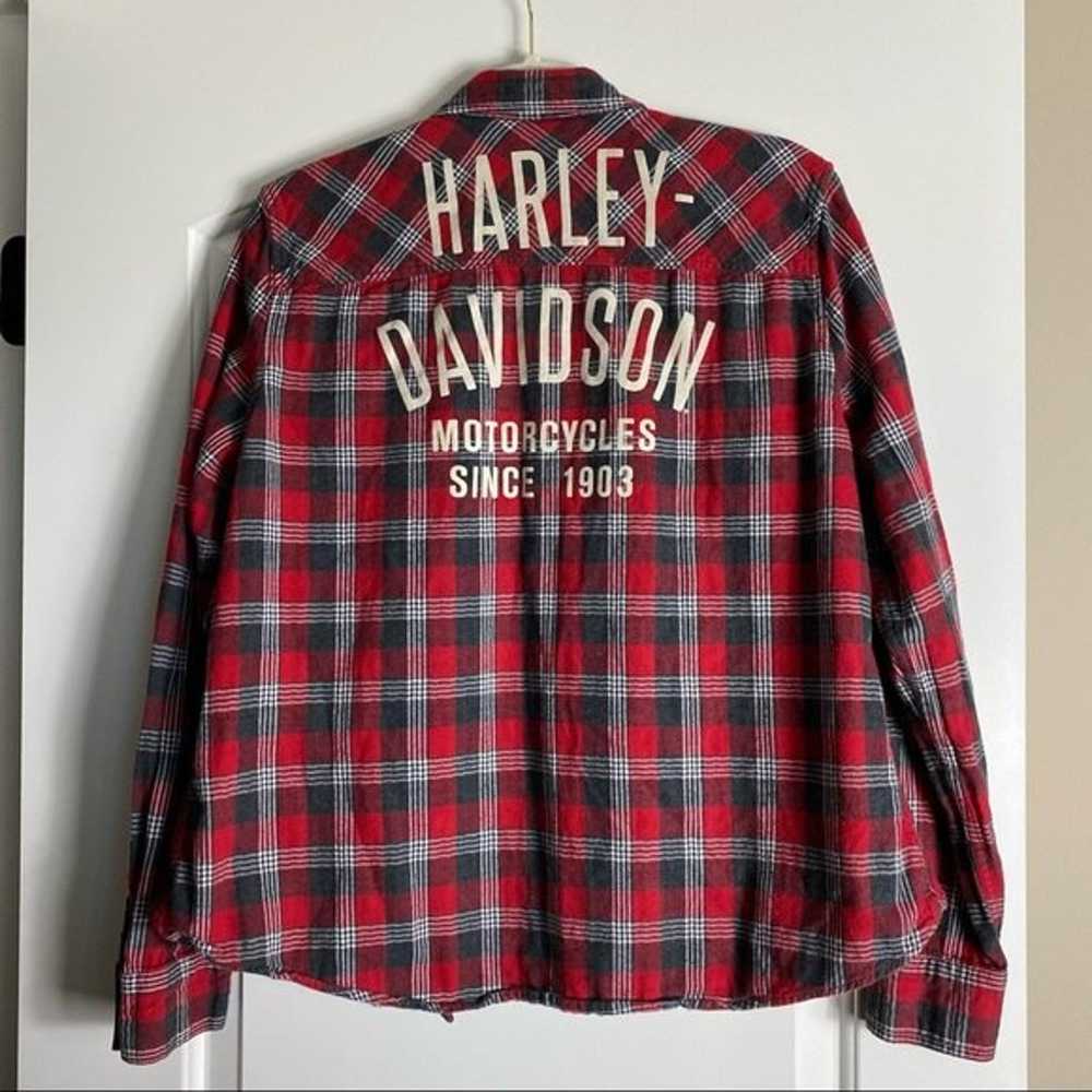 Harley Davidson Women’s Red Checkered Plaid Butto… - image 10