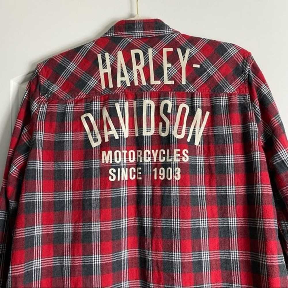 Harley Davidson Women’s Red Checkered Plaid Butto… - image 11