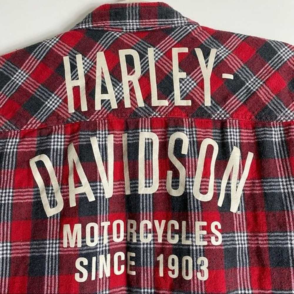 Harley Davidson Women’s Red Checkered Plaid Butto… - image 12