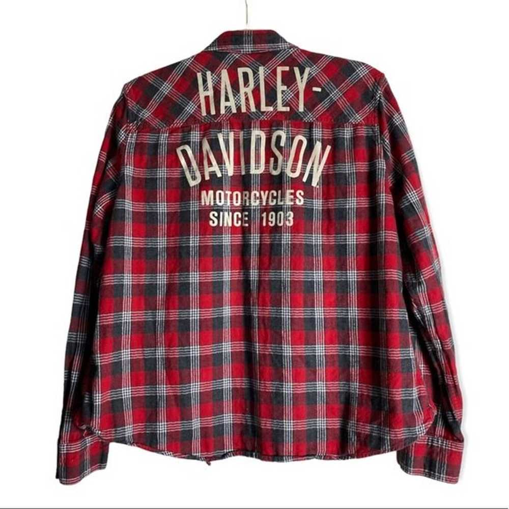 Harley Davidson Women’s Red Checkered Plaid Butto… - image 2