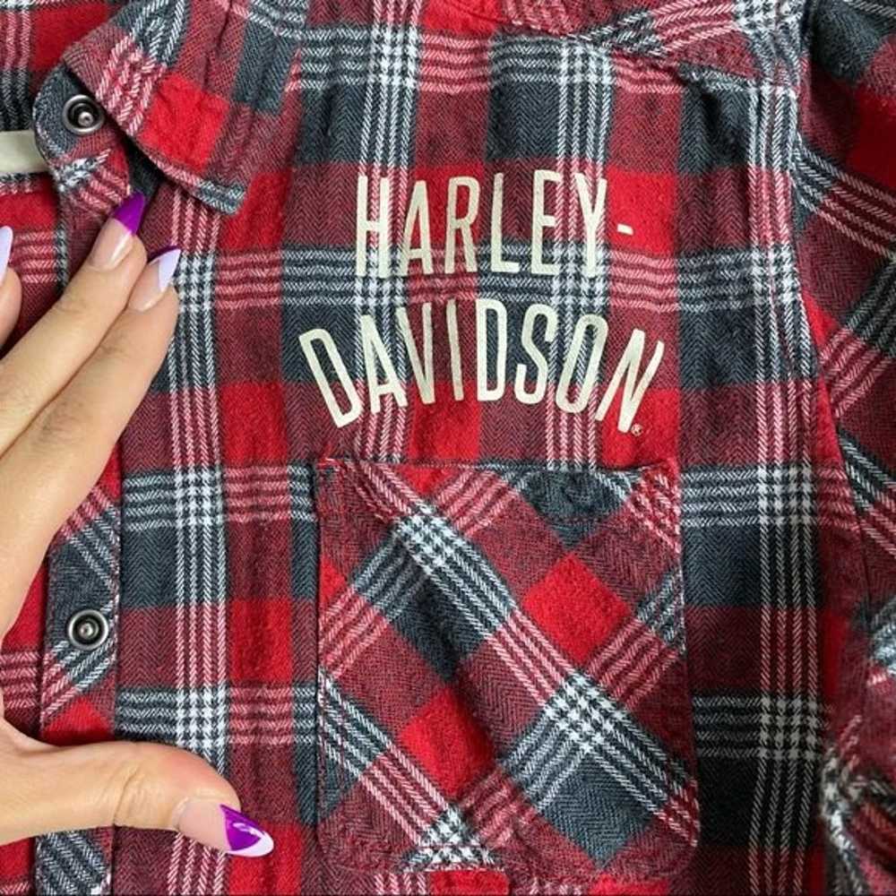 Harley Davidson Women’s Red Checkered Plaid Butto… - image 5