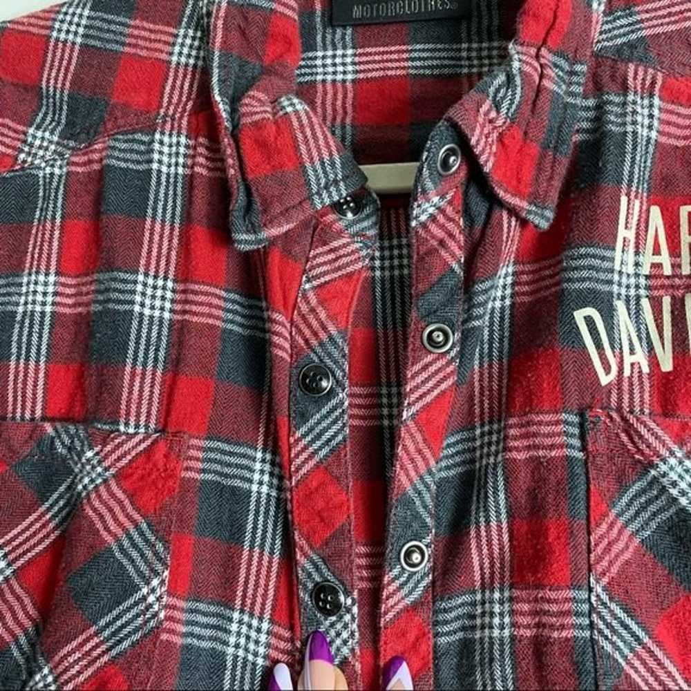 Harley Davidson Women’s Red Checkered Plaid Butto… - image 8