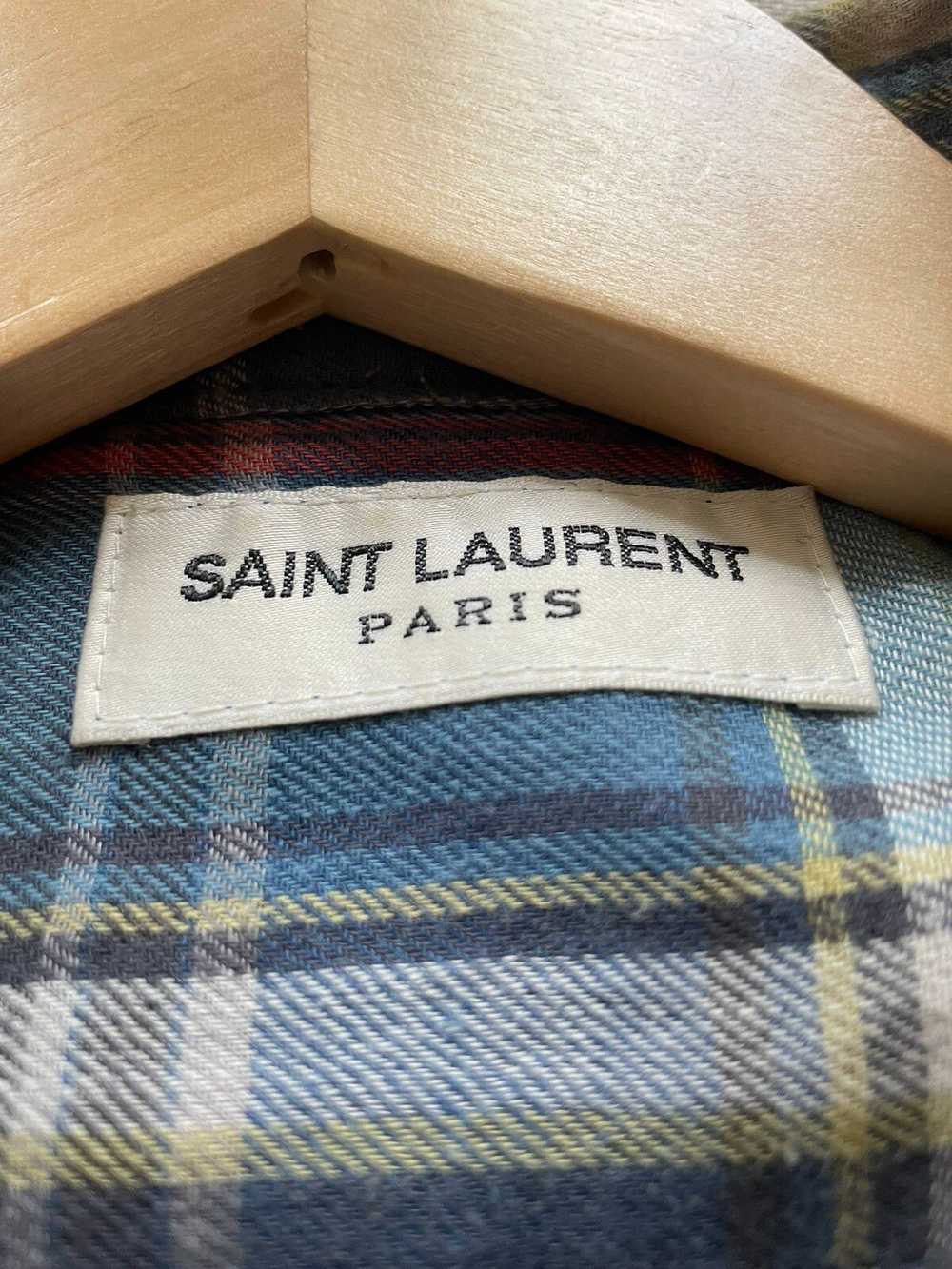 Saint Laurent Paris Saint Laurent Blue Plaid Shirt - image 2