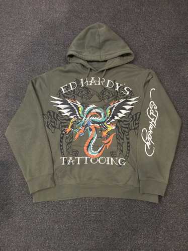 Ed Hardy Ed Hardy Green Graphic Pullover Hoodie Me