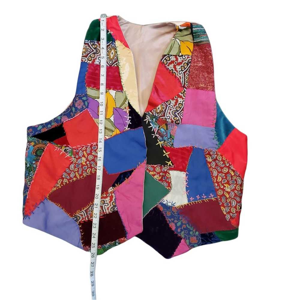 Vintage Handmade Crazy Quilt Patchwork Vest - image 5