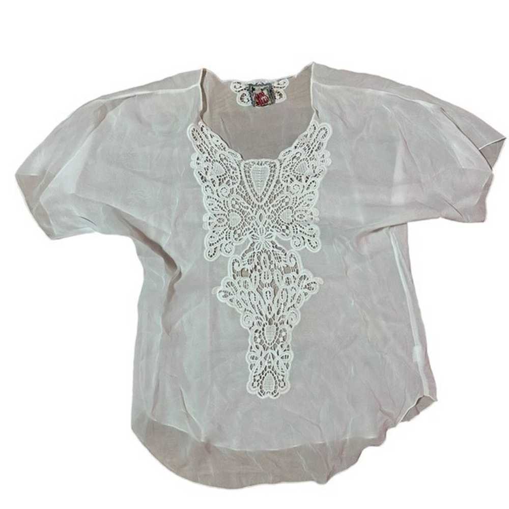 Johnny Was White Eyelet Top Size XS - image 2