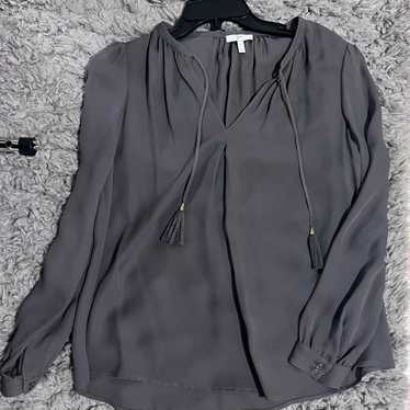 New Joie Black 100% Silk Tassel Tie Long Sleeve b… - image 1