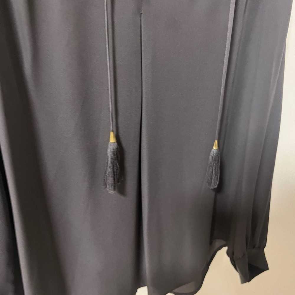 New Joie Black 100% Silk Tassel Tie Long Sleeve b… - image 9