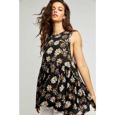 Free People Madison Printed Babydoll Tank in Black - image 1