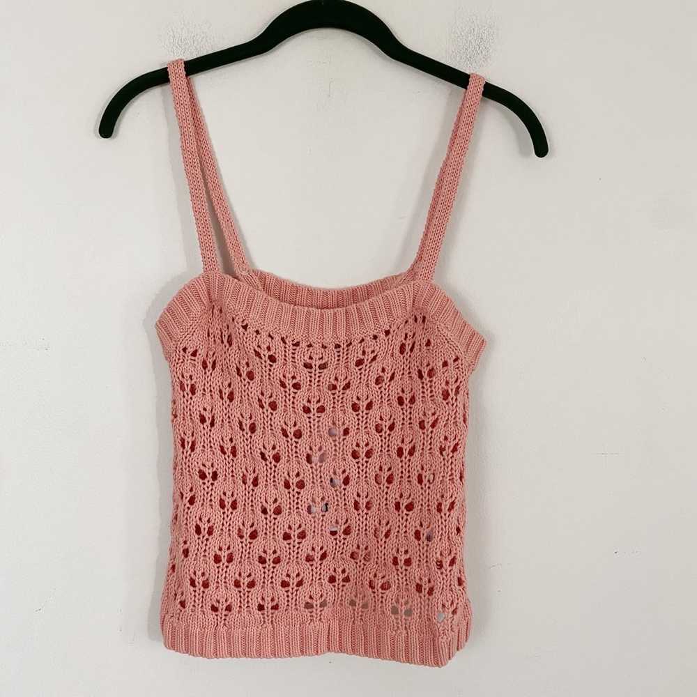525 AMERICA pink loose knit crochet tank top nwt - image 1