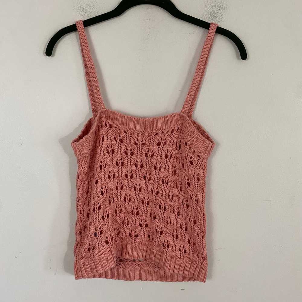 525 AMERICA pink loose knit crochet tank top nwt - image 5