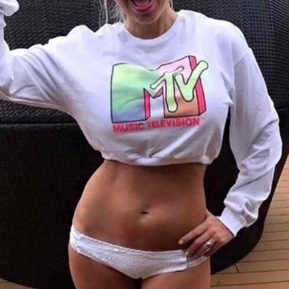 Vintage MTV White Long Sleeved Crop Top. Size XS. - image 1