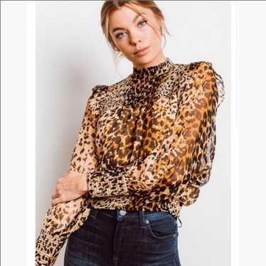 Free People Roma Blouse Leopard
