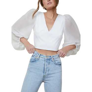 Hutch Hart Long Sleeve Open-Back Organza Top - Wh… - image 1