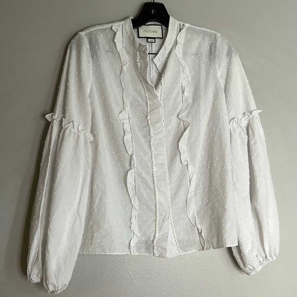ALEXIS Lyric Button-Front Long-Sleeve Cotton Dobb… - image 2