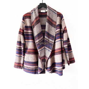 Other Kenar Brown Striped Wool Cardigan Sweater Wo
