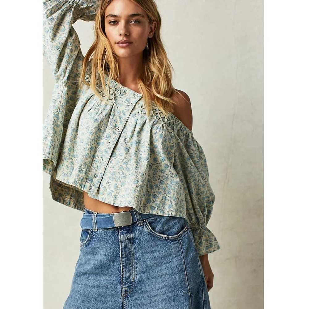 New Free People James Smock Top  $128 SMALL Blue … - image 2