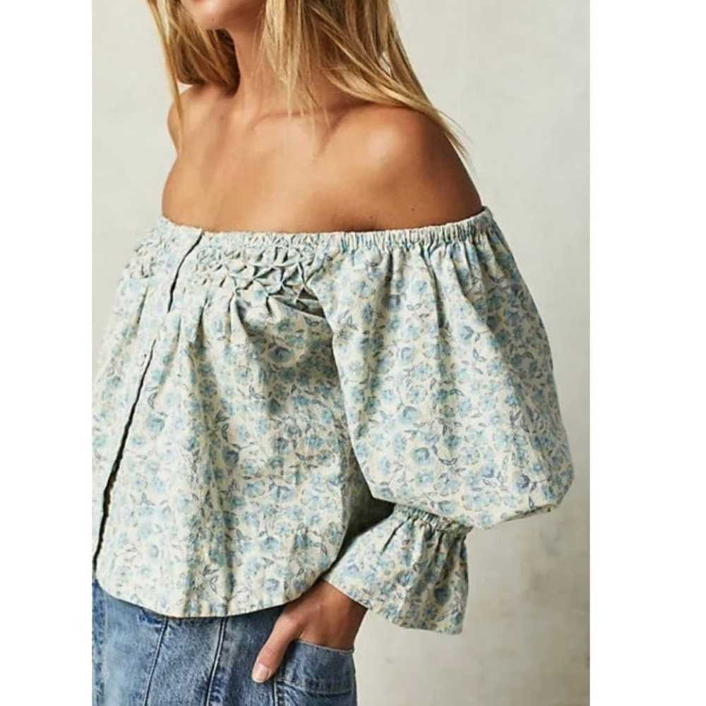 New Free People James Smock Top  $128 SMALL Blue … - image 3