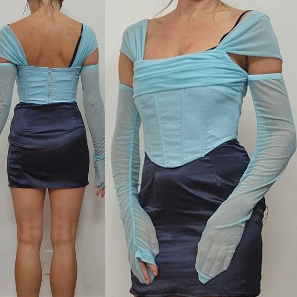 Revolve sample sheer sleeve corset top s - image 1