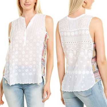 Johnny Was Turia Tank White Embroidered Button Pl… - image 1