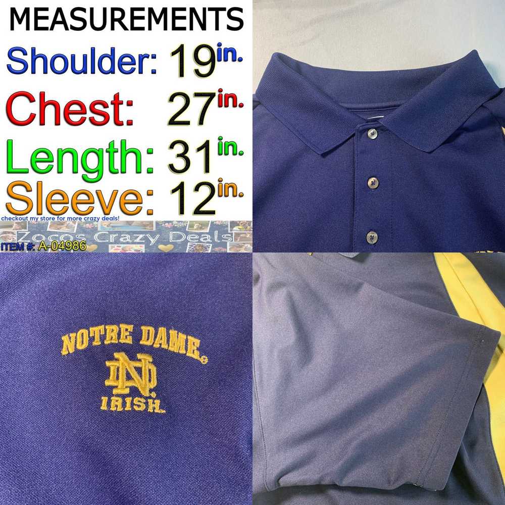Pro Player NOTRE DAME Polo Shirt Mens Large Blue … - image 4