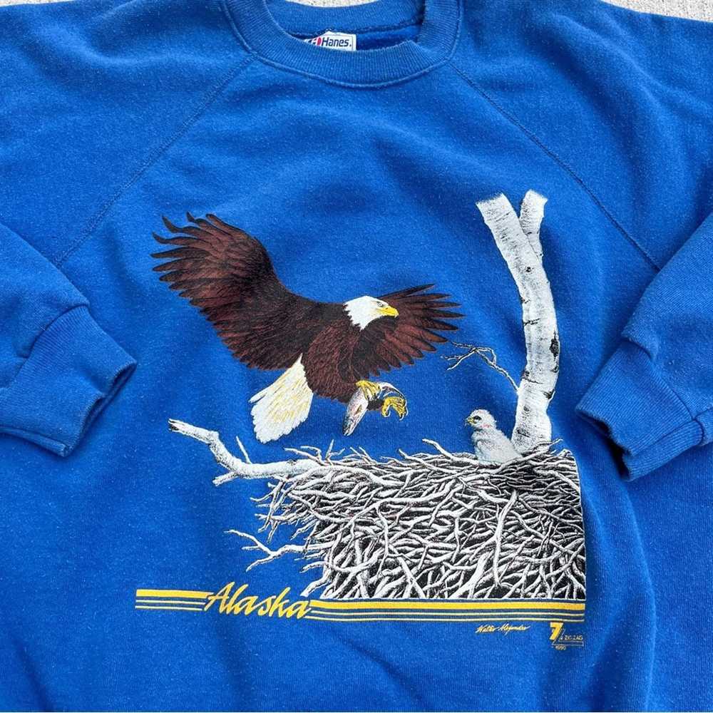 Hanes Vintage 90s Hanes Blue Eagle Alaska Sweatsh… - image 2