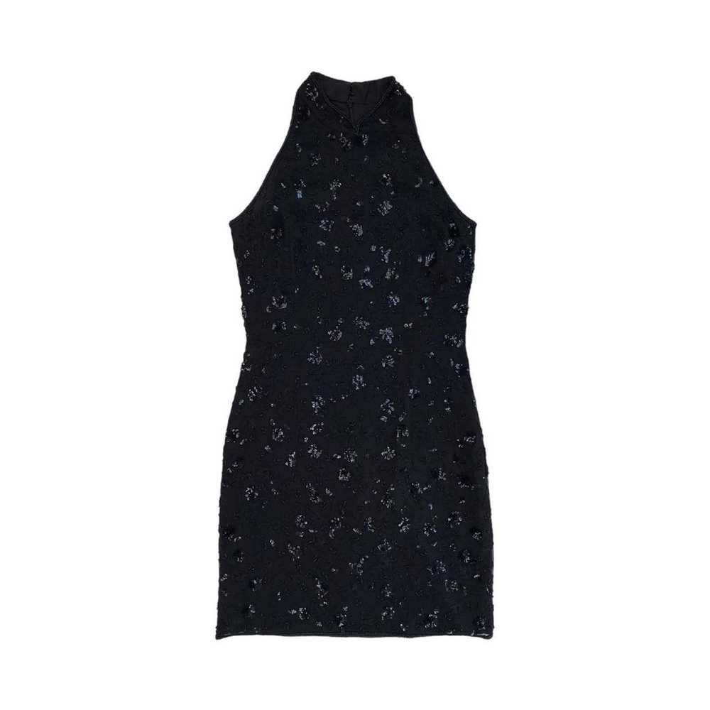 Other Black Floral Embroidered Beaded Silk Mini H… - image 2