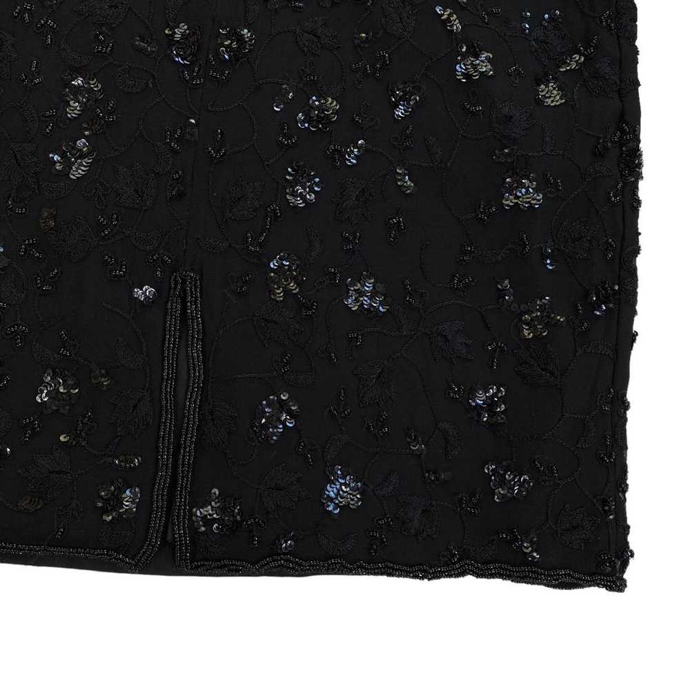 Other Black Floral Embroidered Beaded Silk Mini H… - image 7