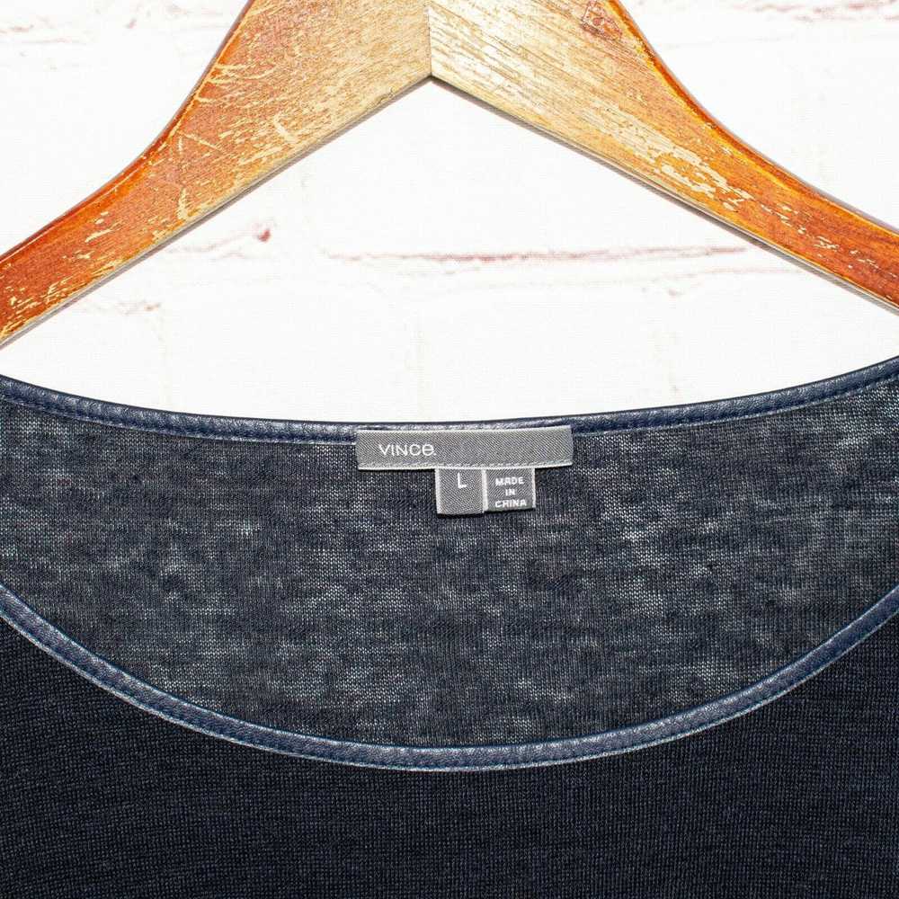 Vince Vince Drop Shoulder Tee Leather neck trim N… - image 2