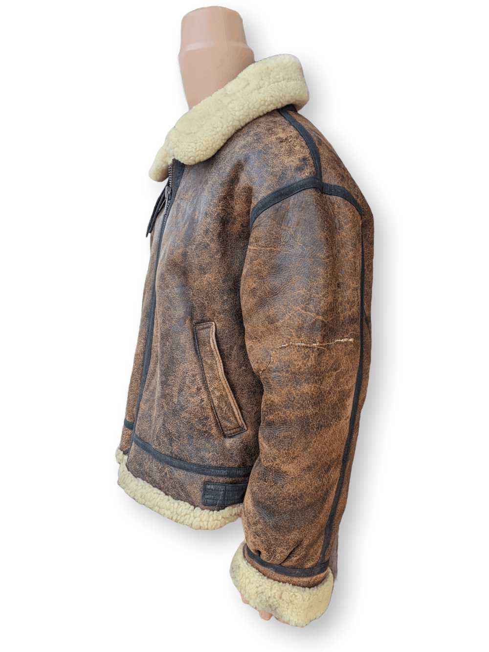 B 3 × Sheepskin Coat Vintage Shearling Jacket typ… - image 11