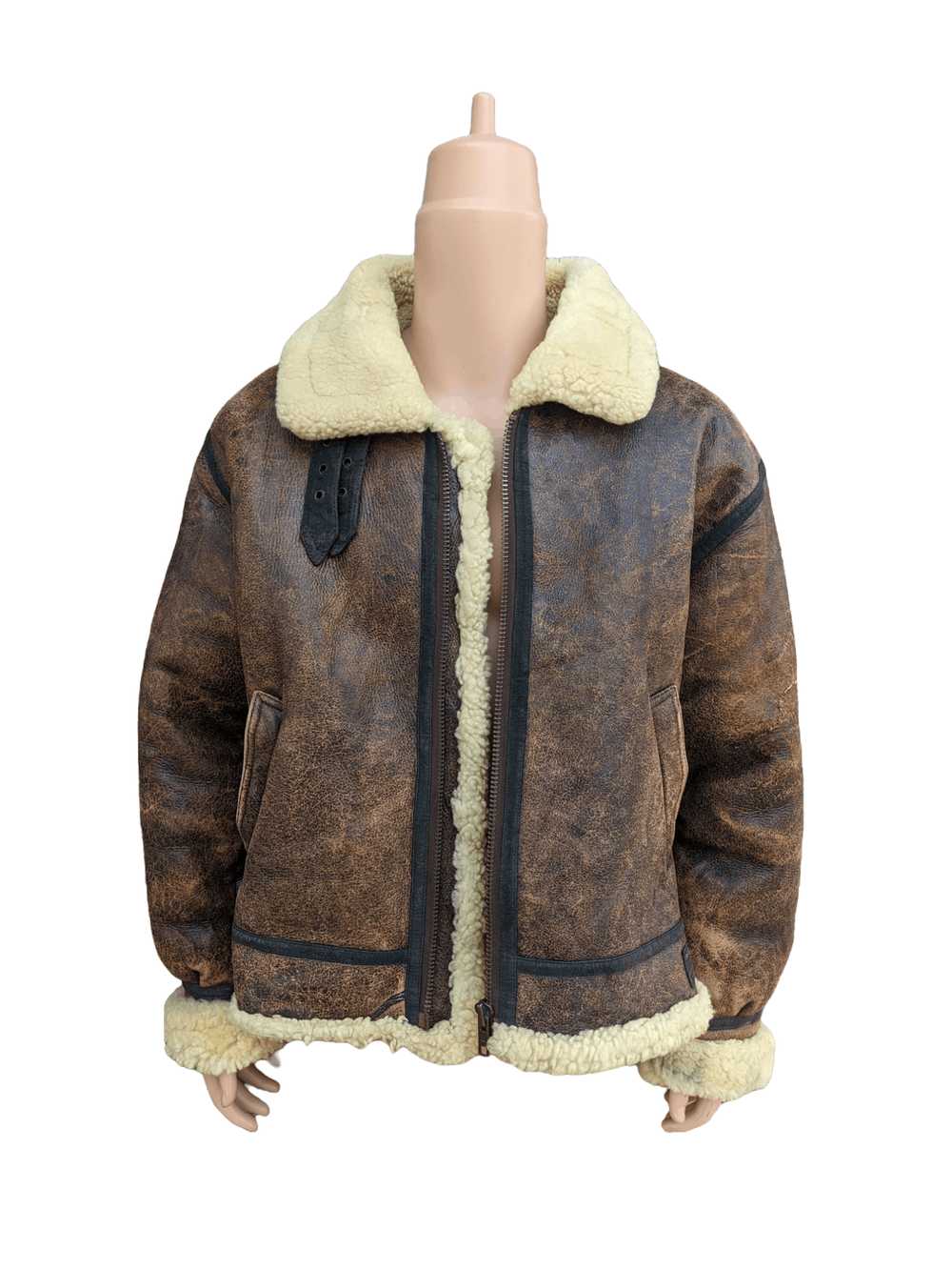 B 3 × Sheepskin Coat Vintage Shearling Jacket typ… - image 3