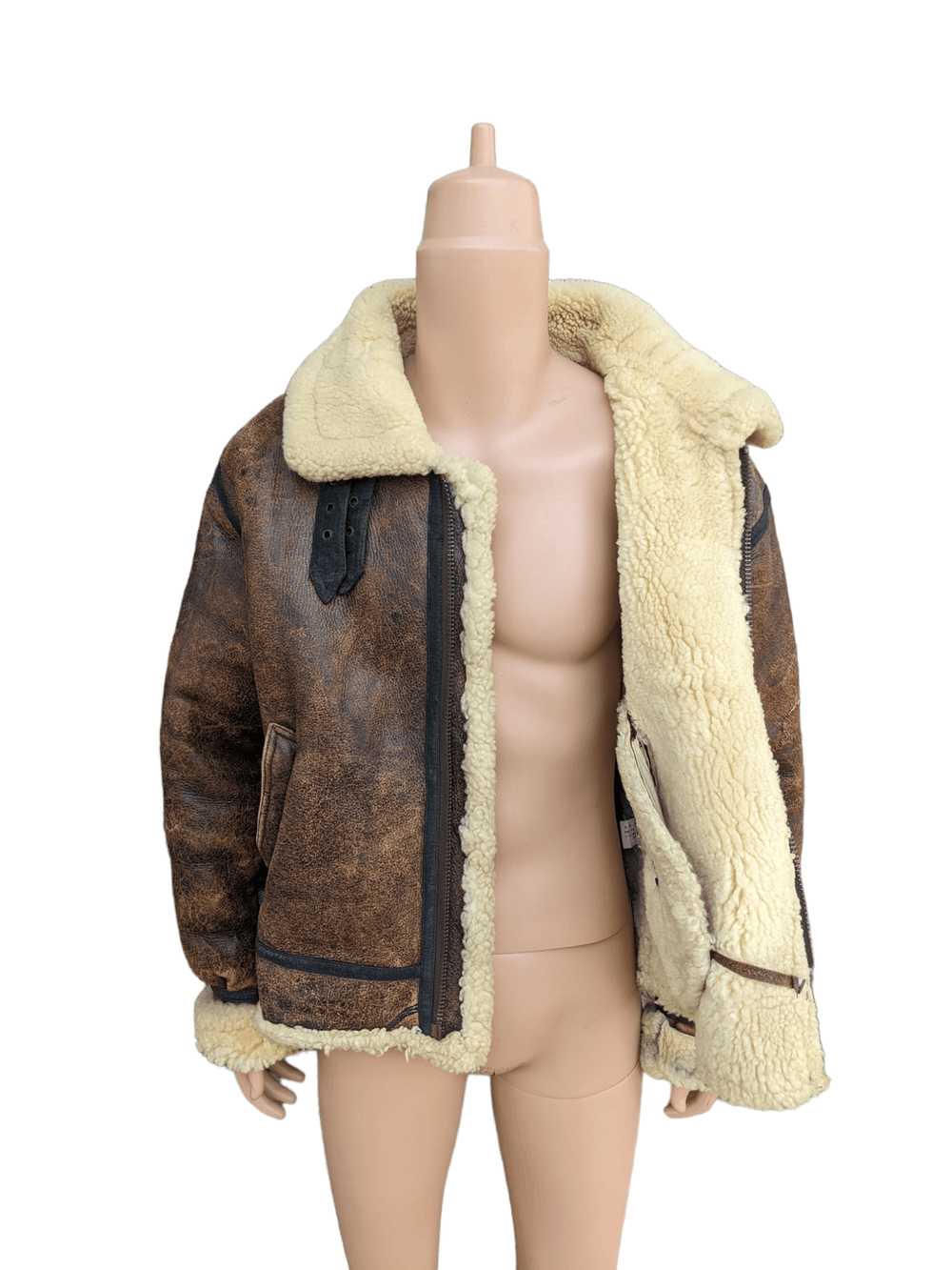 B 3 × Sheepskin Coat Vintage Shearling Jacket typ… - image 4