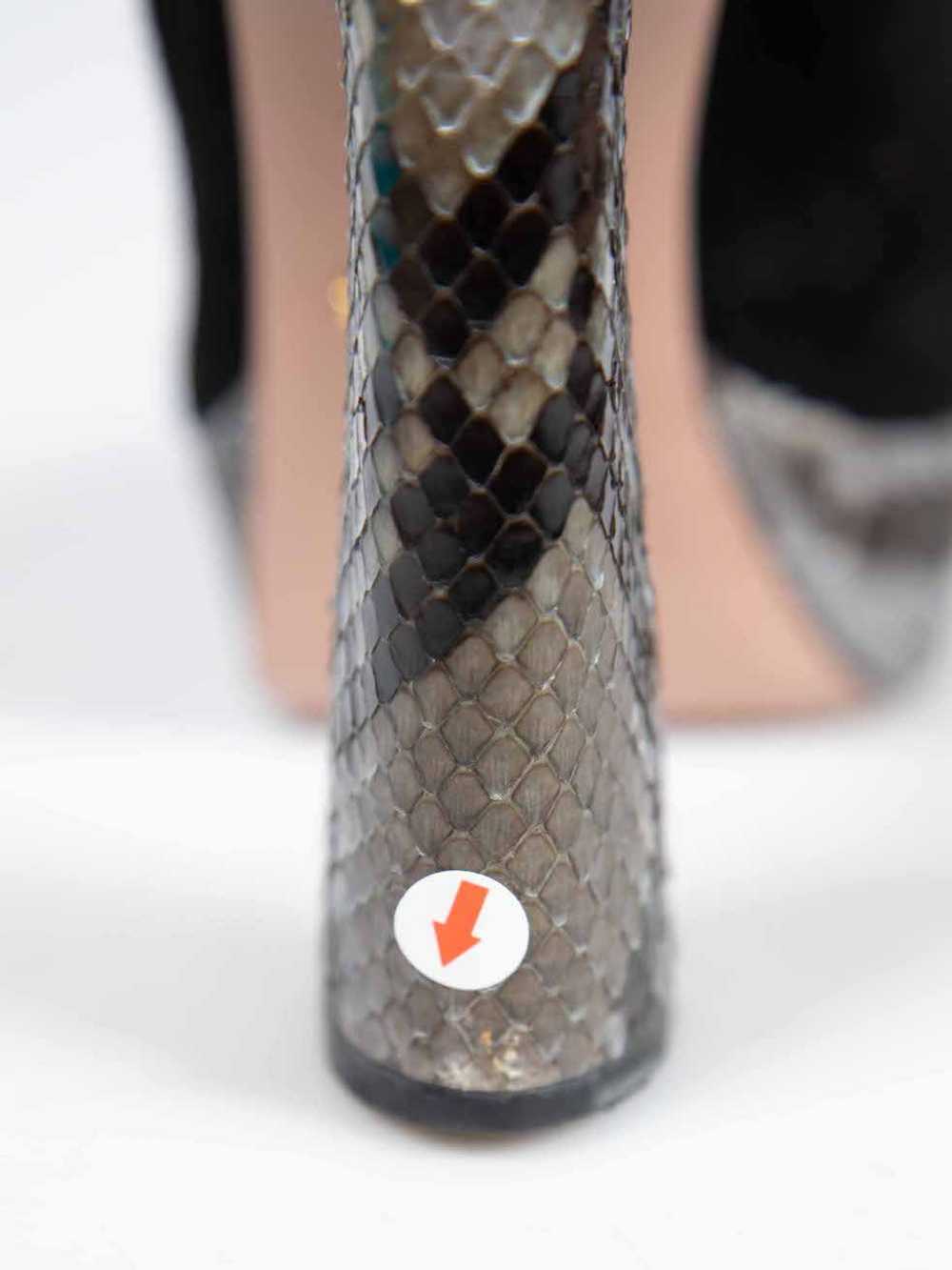 Prada Black Suede Snakeskin Platform Heels - image 11
