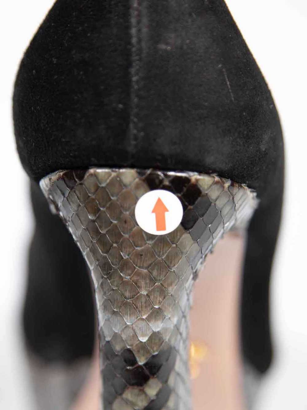 Prada Black Suede Snakeskin Platform Heels - image 6