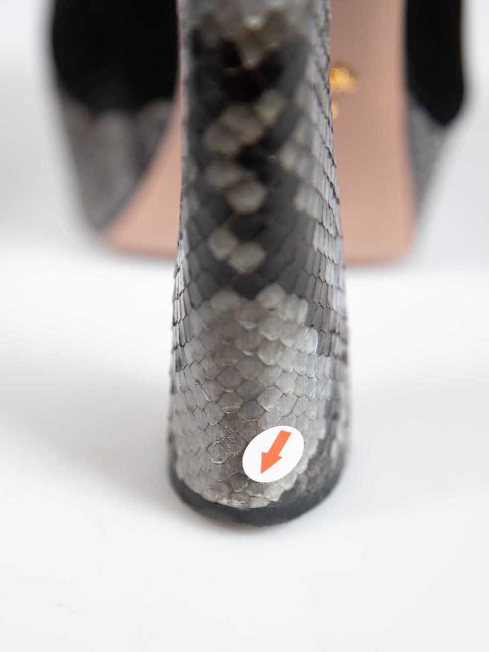 Prada Black Suede Snakeskin Platform Heels - image 8