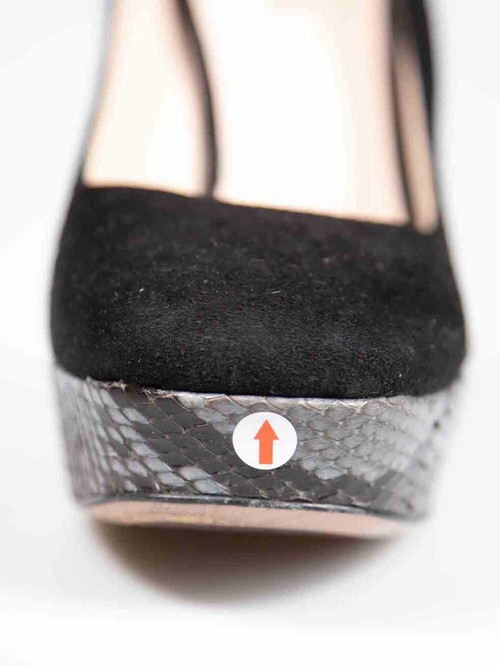 Prada Black Suede Snakeskin Platform Heels - image 9