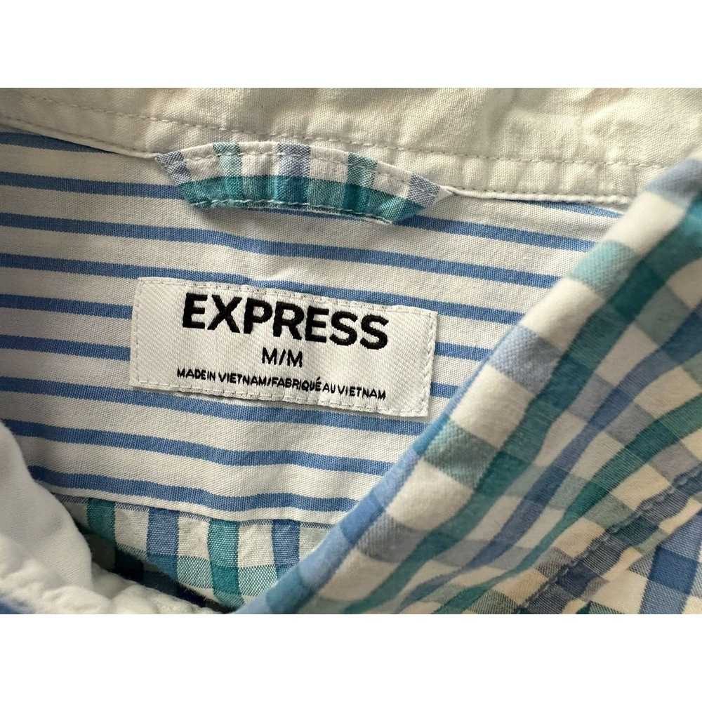 Express Express ButtonUp Shirt Med Teal/Blue/Whit… - image 5