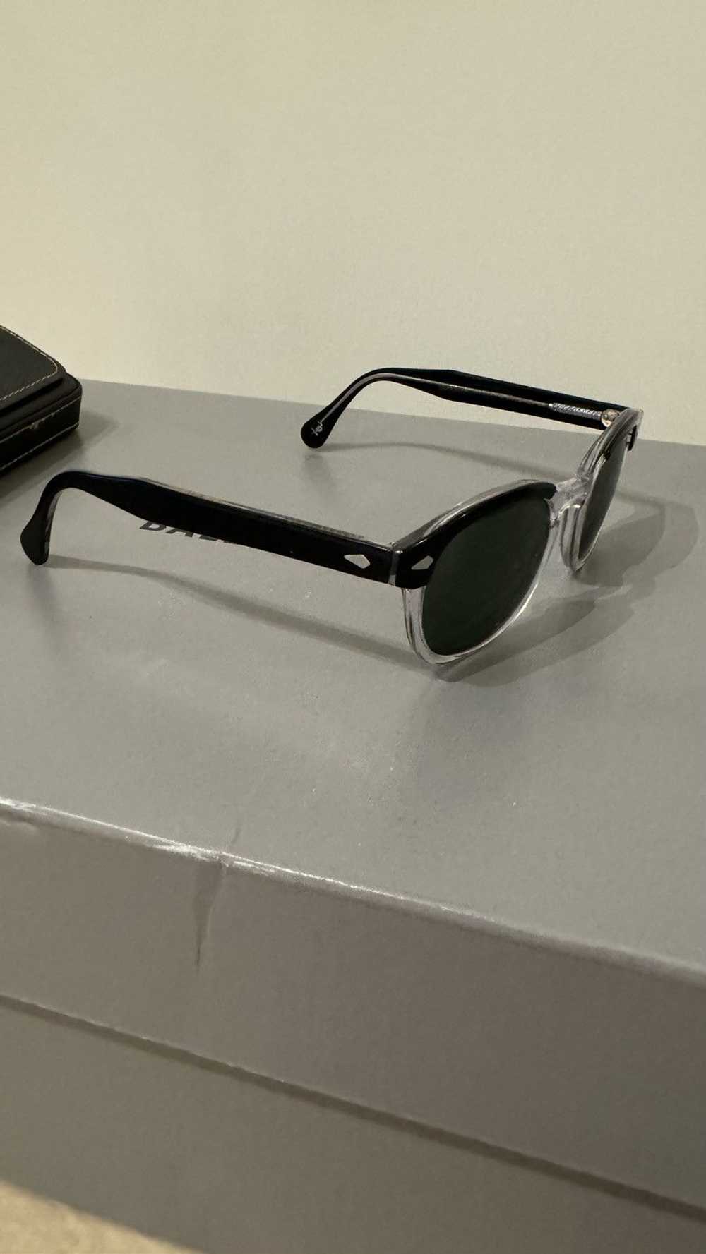 Moscot Black Acetate Moscot Sunglasses with Green… - image 3