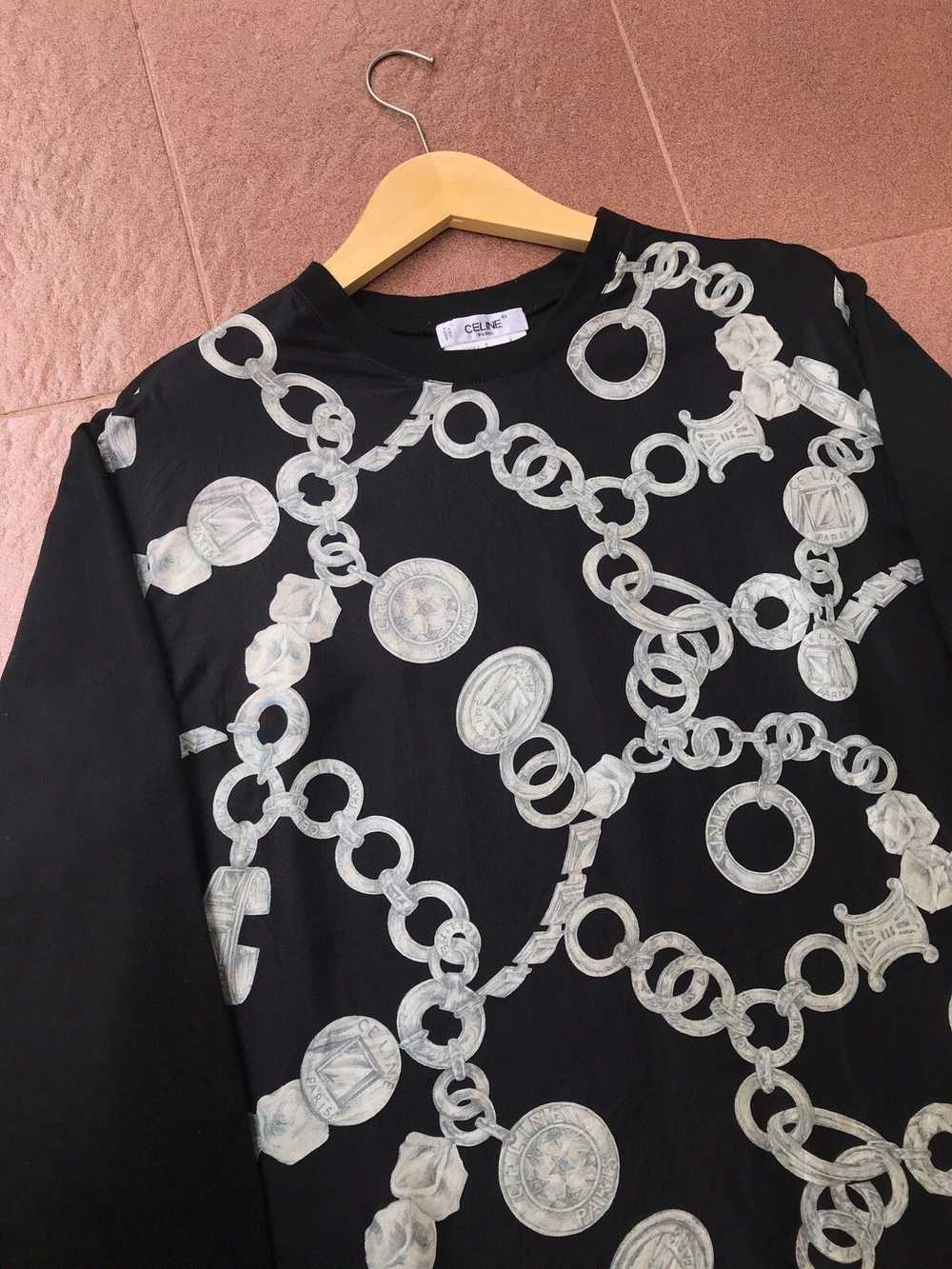 Celine Celine Silk Long Sleeve Silver Chain Shirt - image 2