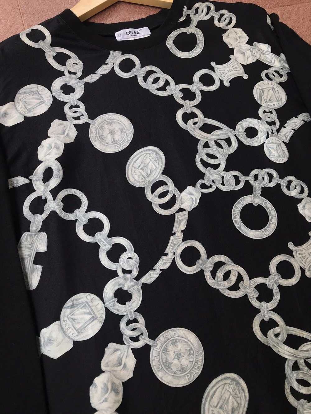 Celine Celine Silk Long Sleeve Silver Chain Shirt - image 4