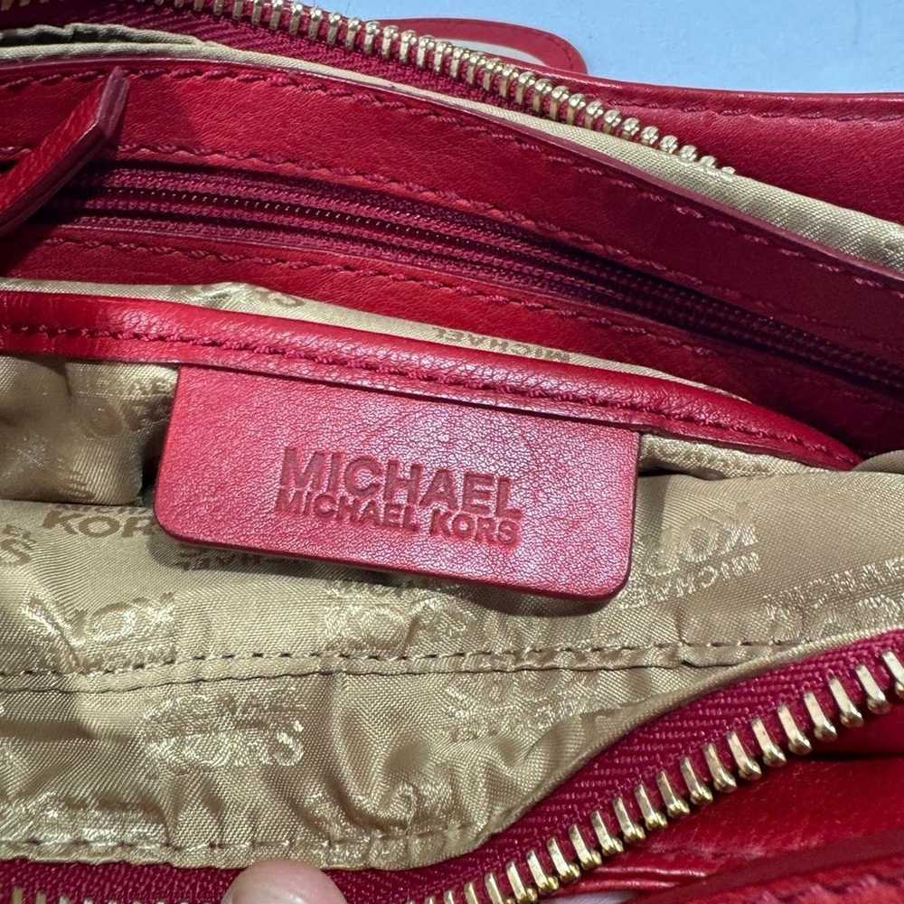 Vintage Rare Michael Kors Red Leather Shoulder Pu… - image 11