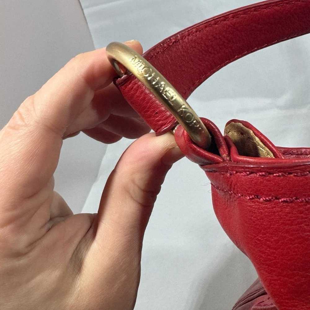 Vintage Rare Michael Kors Red Leather Shoulder Pu… - image 3