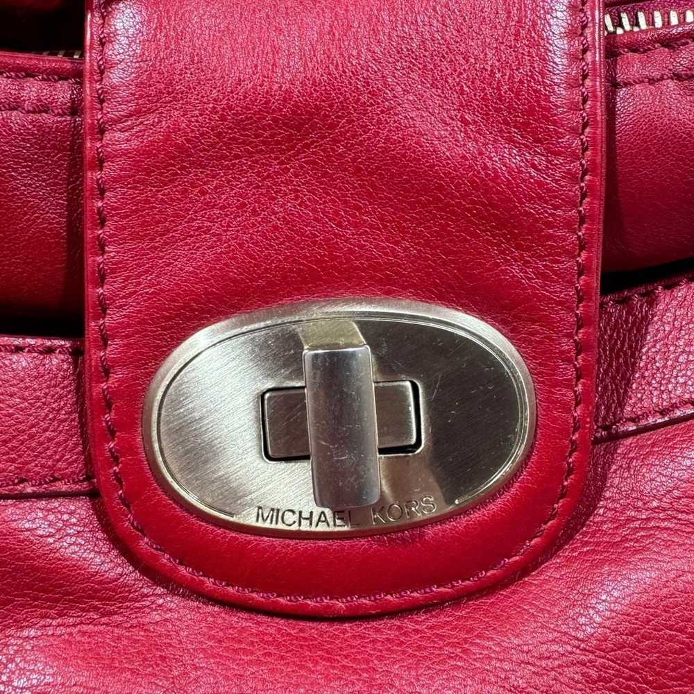 Vintage Rare Michael Kors Red Leather Shoulder Pu… - image 4
