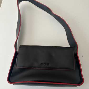 Vintage 90's Ego Black Red Leather Shoulder Bag - image 1