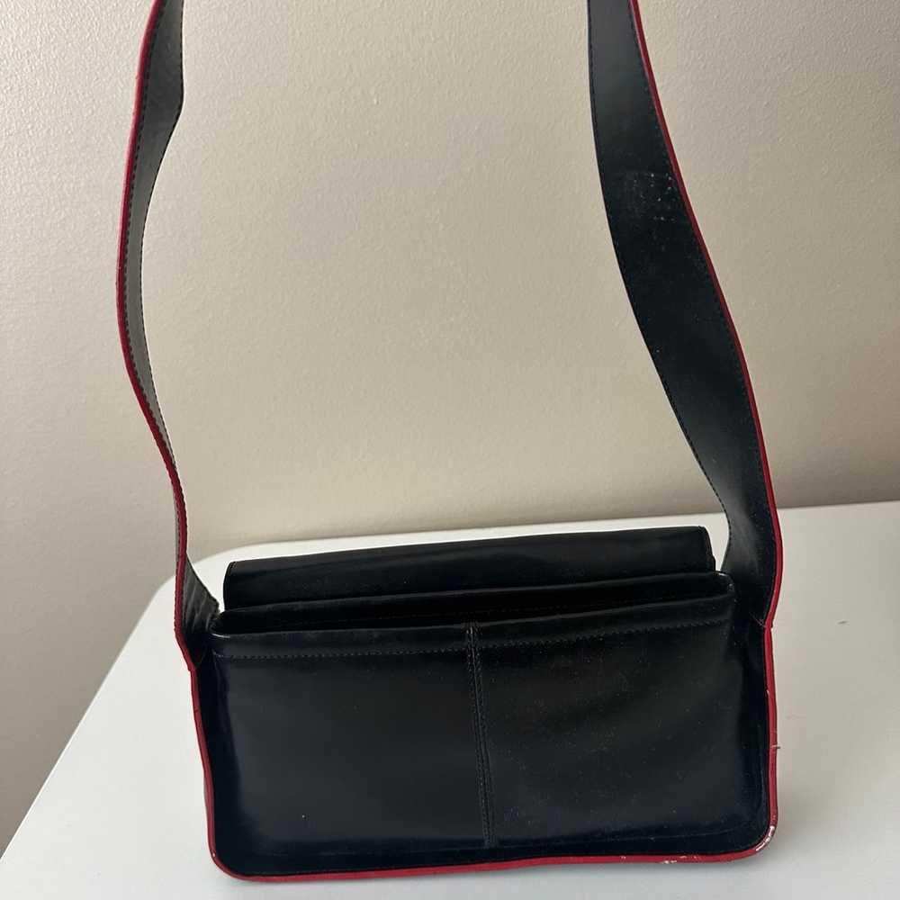 Vintage 90's Ego Black Red Leather Shoulder Bag - image 4