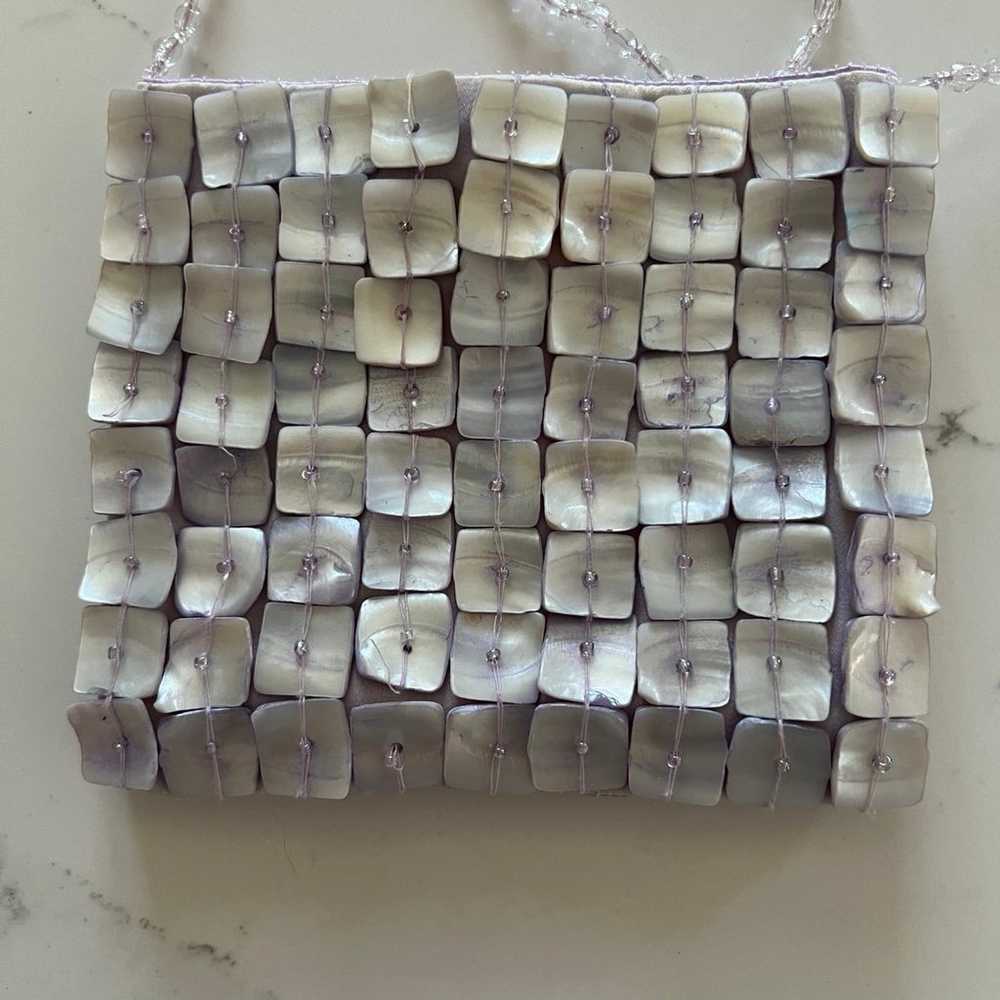 Moyna NYC Mother of Pearl Evening Bag Purse Beaded - image 2