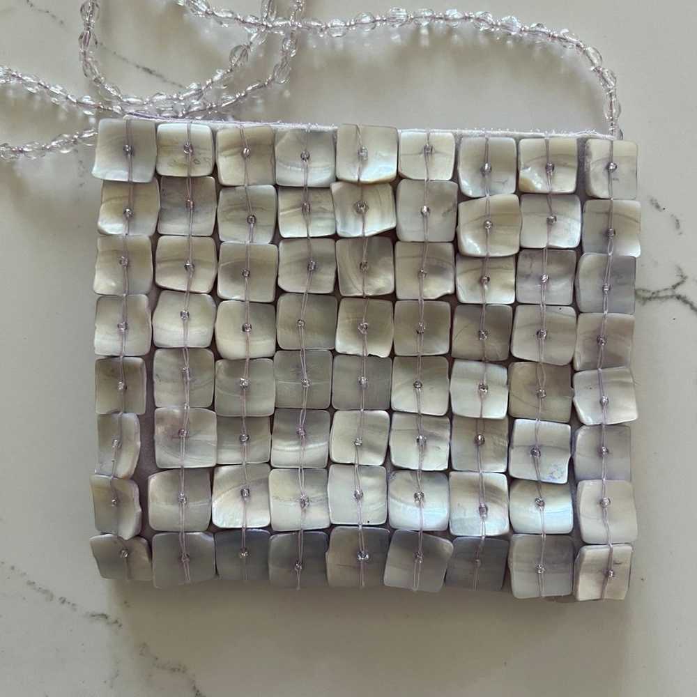 Moyna NYC Mother of Pearl Evening Bag Purse Beaded - image 5