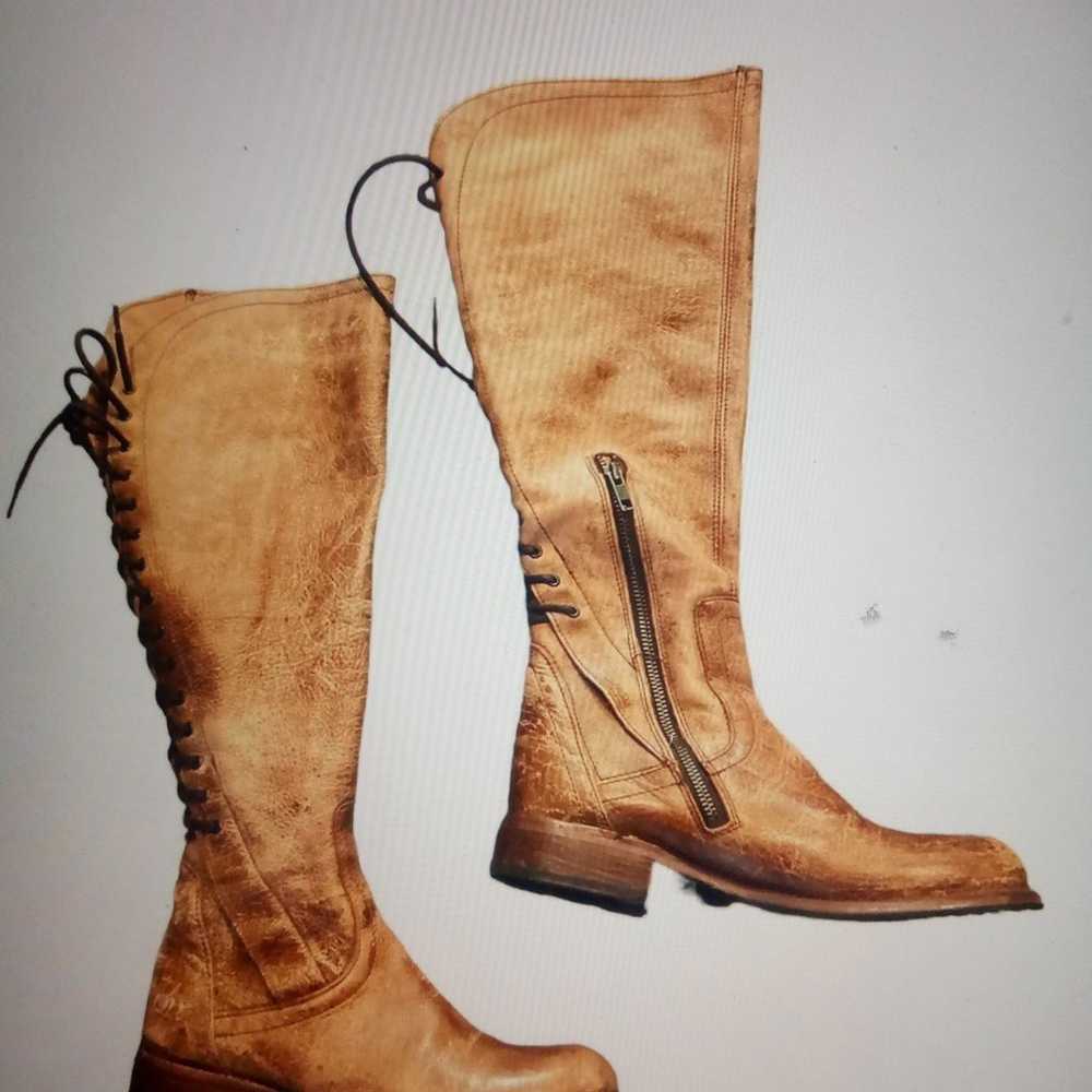 Bed Stu Surrey Lace Up Tan Leather Riding Boots s… - image 2