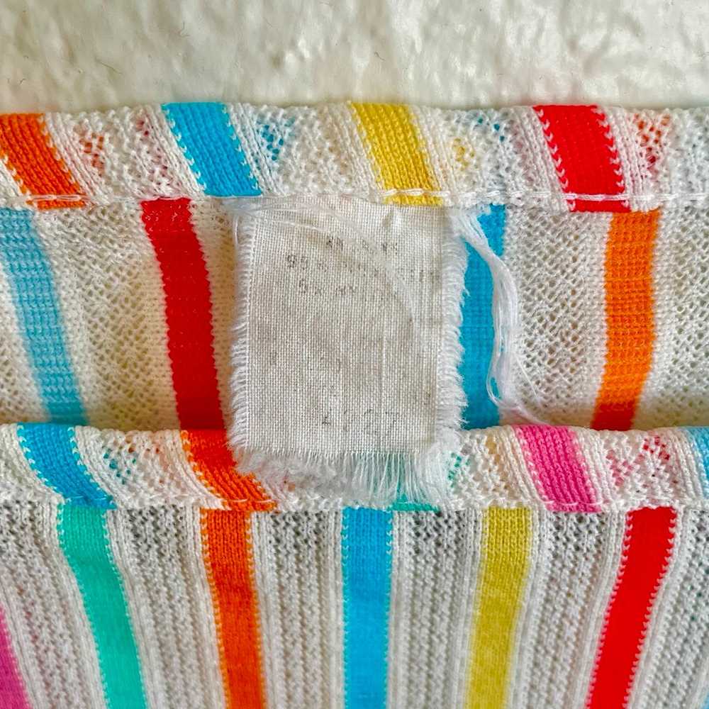 Vintage White Candy Stripe Sleeveless Woven 60s U… - image 3